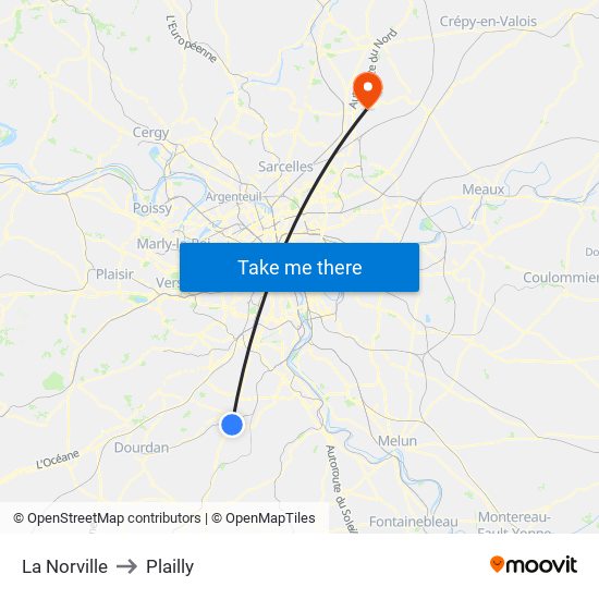 La Norville to Plailly map