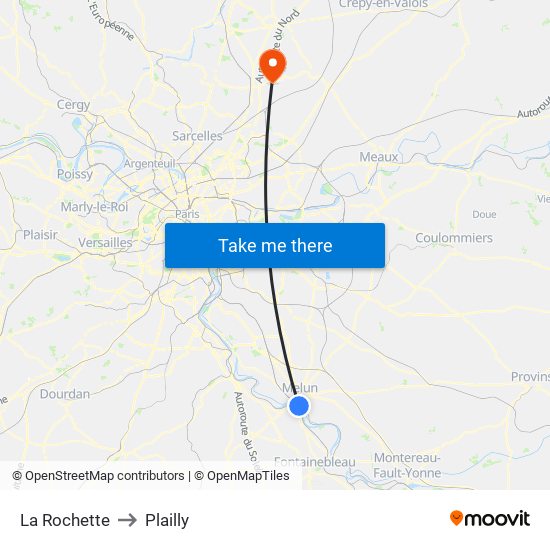 La Rochette to Plailly map