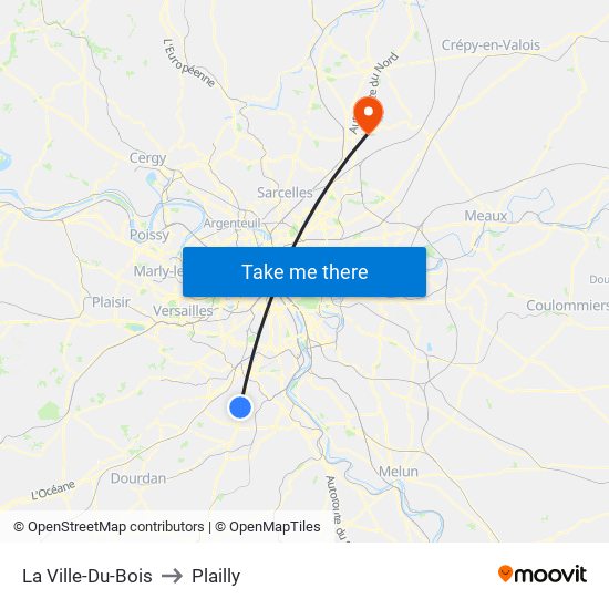 La Ville-Du-Bois to Plailly map