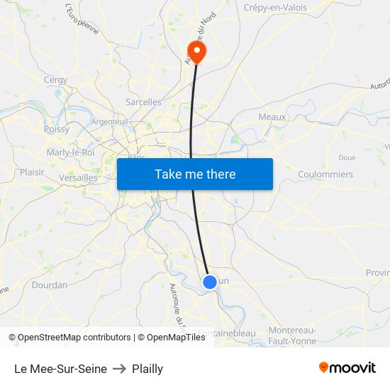 Le Mee-Sur-Seine to Plailly map