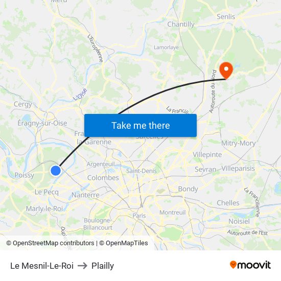 Le Mesnil-Le-Roi to Plailly map