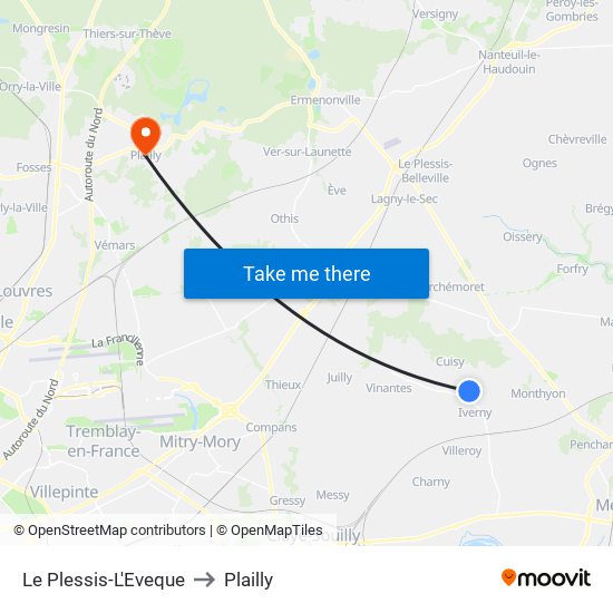 Le Plessis-L'Eveque to Plailly map