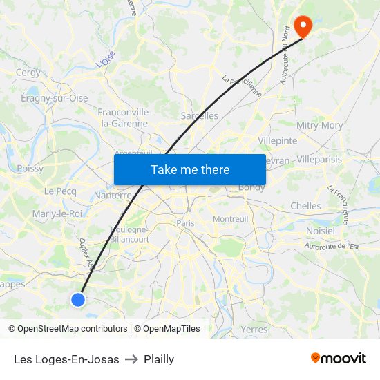 Les Loges-En-Josas to Plailly map