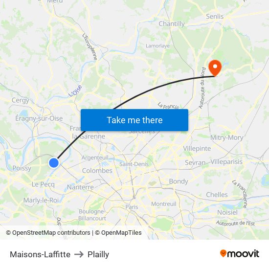 Maisons-Laffitte to Plailly map