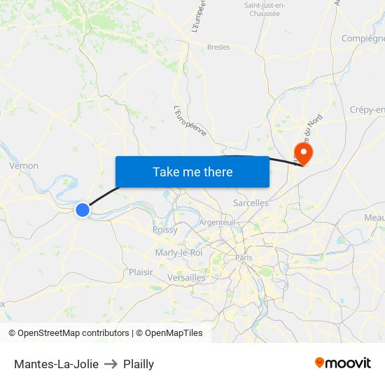 Mantes-La-Jolie to Plailly map