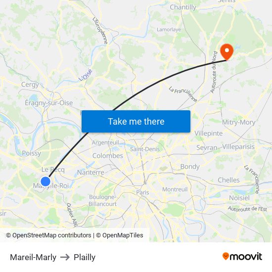 Mareil-Marly to Plailly map