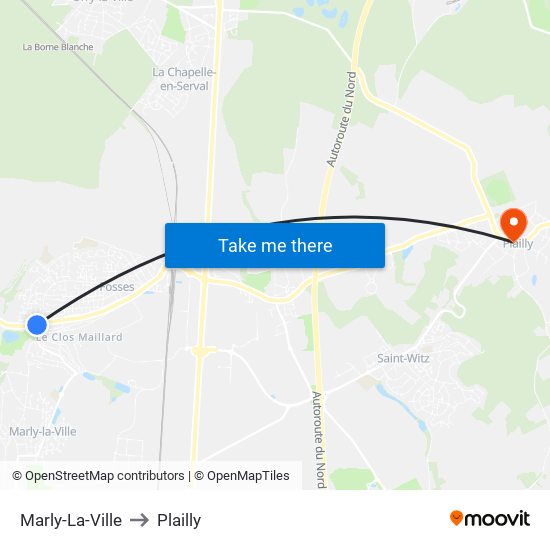 Marly-La-Ville to Plailly map