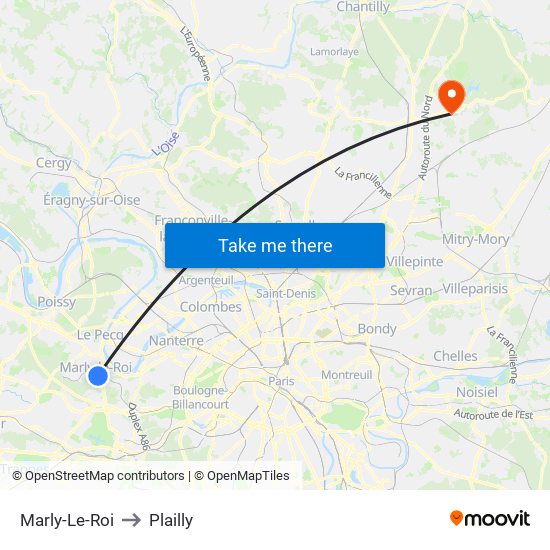 Marly-Le-Roi to Plailly map