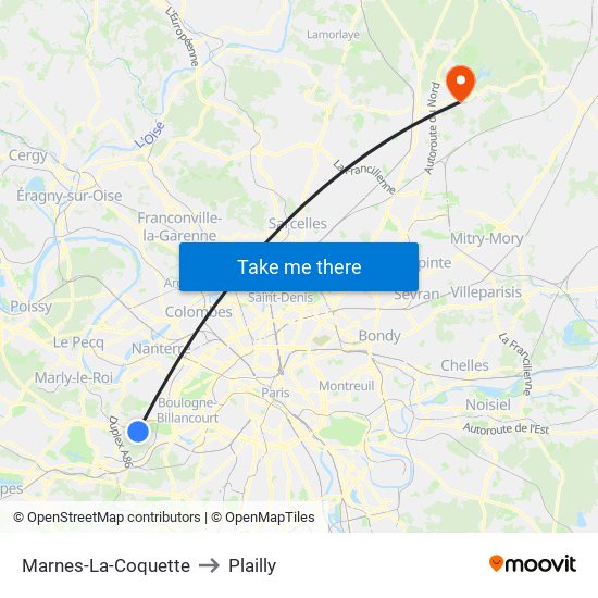 Marnes-La-Coquette to Plailly map