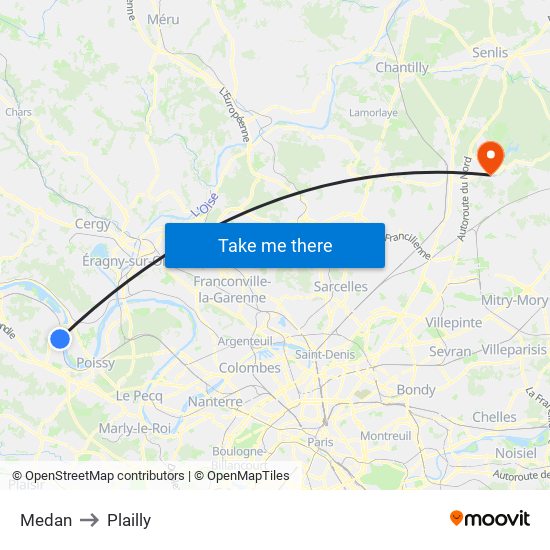 Medan to Plailly map