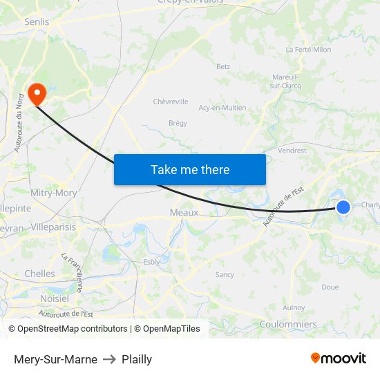 Mery-Sur-Marne to Plailly map