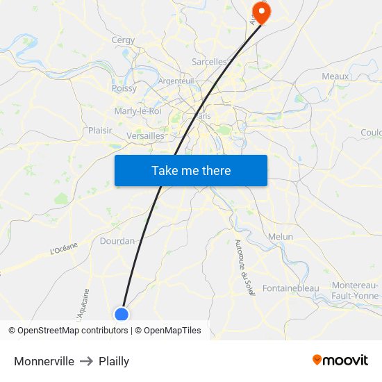 Monnerville to Plailly map