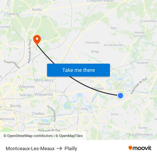 Montceaux-Les-Meaux to Plailly map
