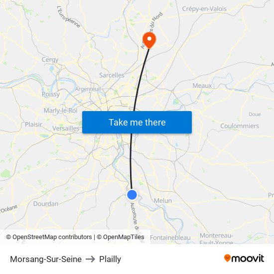 Morsang-Sur-Seine to Plailly map