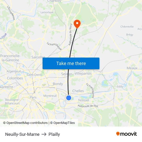 Neuilly-Sur-Marne to Plailly map