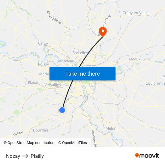 Nozay to Plailly map