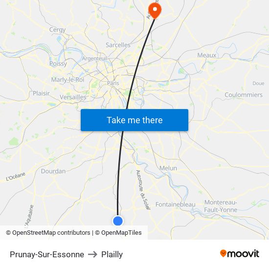 Prunay-Sur-Essonne to Plailly map