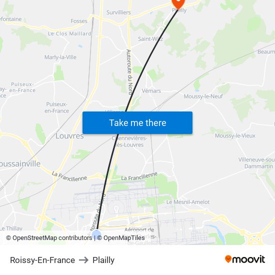 Roissy-En-France to Plailly map