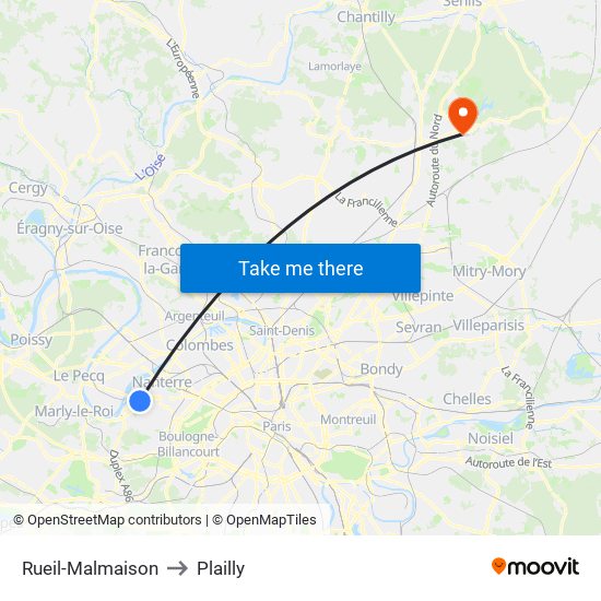 Rueil-Malmaison to Plailly map