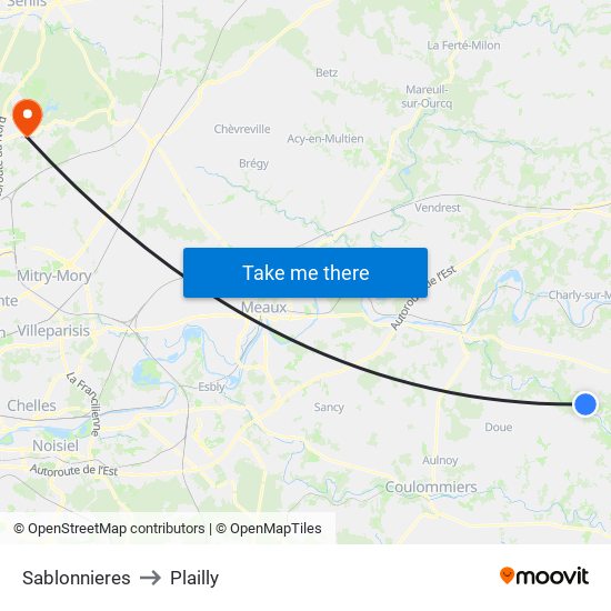 Sablonnieres to Plailly map
