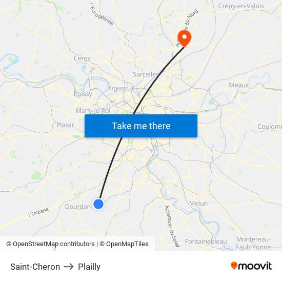 Saint-Cheron to Plailly map