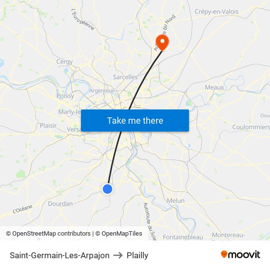 Saint-Germain-Les-Arpajon to Plailly map