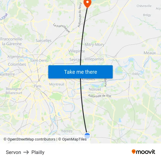Servon to Plailly map