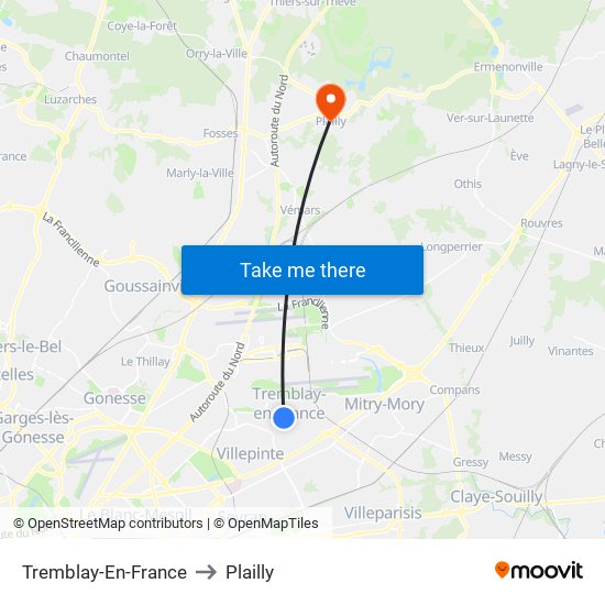 Tremblay-En-France to Plailly map