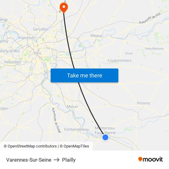 Varennes-Sur-Seine to Plailly map