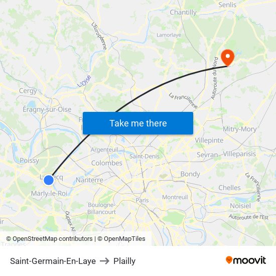 Saint-Germain-En-Laye to Plailly map