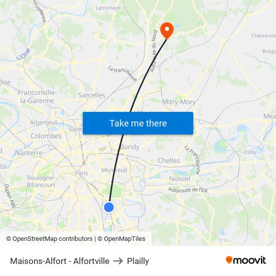 Maisons-Alfort - Alfortville to Plailly map