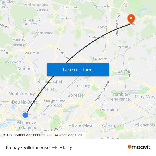 Épinay - Villetaneuse to Plailly map