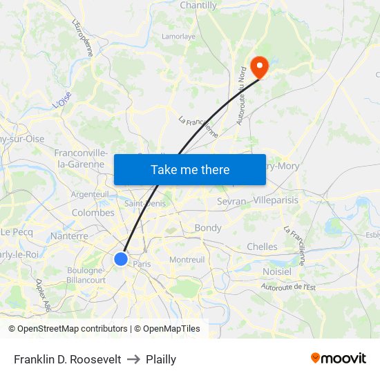 Franklin D. Roosevelt to Plailly map