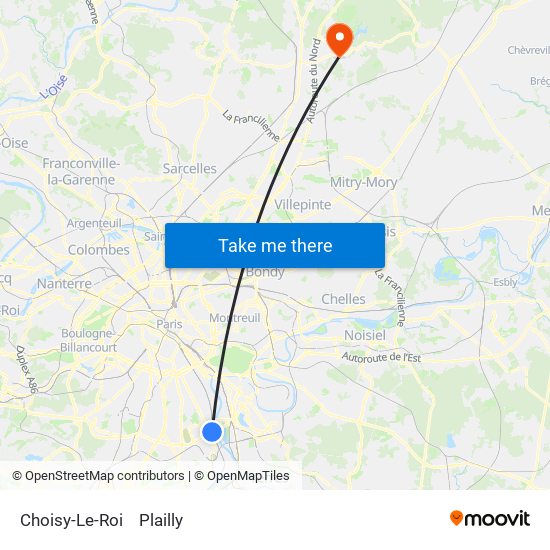 Choisy-Le-Roi to Plailly map