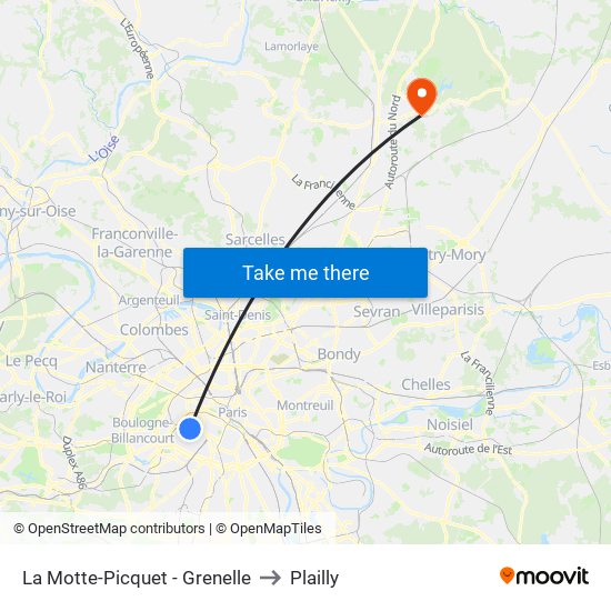 La Motte-Picquet - Grenelle to Plailly map