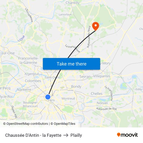 Chaussée D'Antin - la Fayette to Plailly map