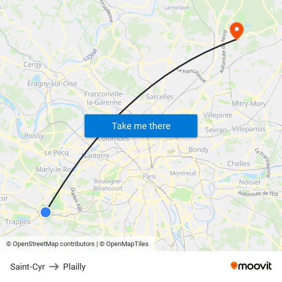 Saint-Cyr to Plailly map