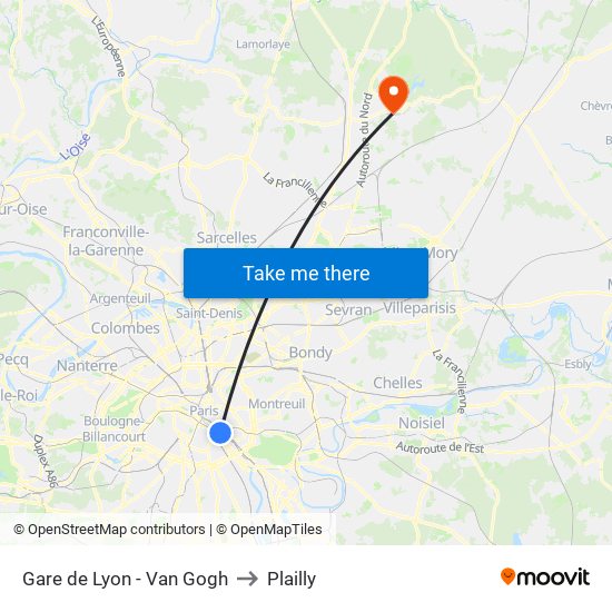 Gare de Lyon - Van Gogh to Plailly map