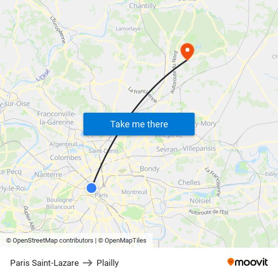 Paris Saint-Lazare to Plailly map