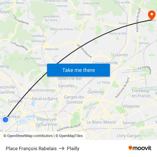 Place François Rabelais to Plailly map