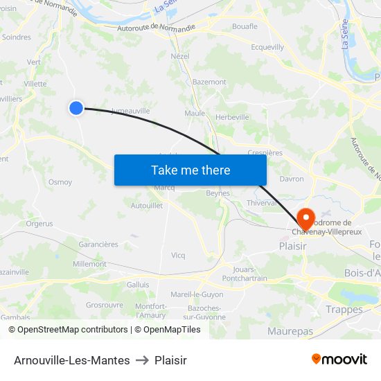 Arnouville-Les-Mantes to Plaisir map