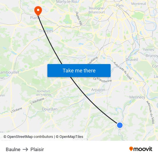 Baulne to Plaisir map