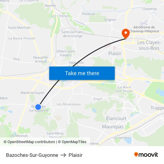 Bazoches-Sur-Guyonne to Plaisir map