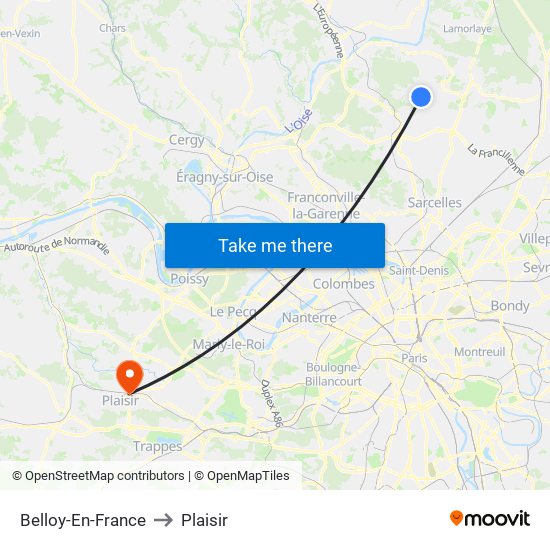Belloy-En-France to Plaisir map