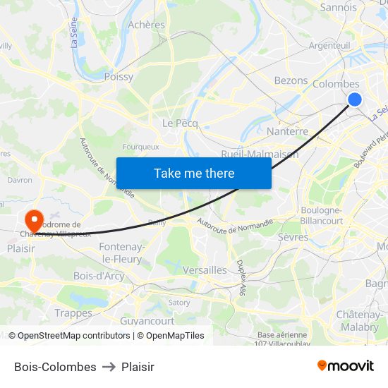 Bois-Colombes to Plaisir map