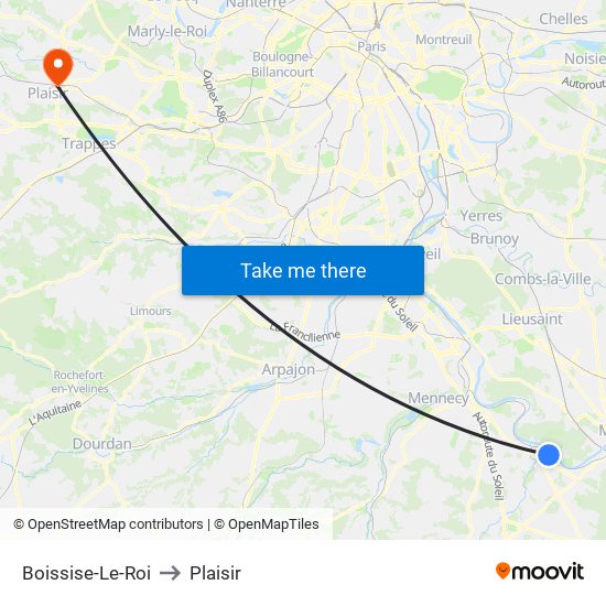 Boissise-Le-Roi to Plaisir map