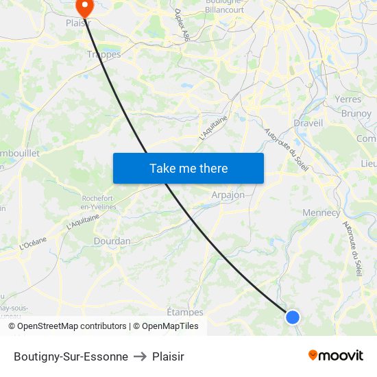 Boutigny-Sur-Essonne to Plaisir map