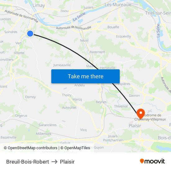 Breuil-Bois-Robert to Plaisir map