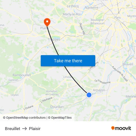Breuillet to Plaisir map