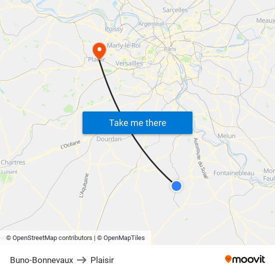Buno-Bonnevaux to Plaisir map